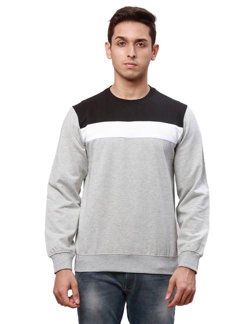 park avenue grey slim fit colour block sweatshirt