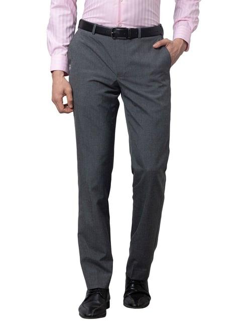 park avenue grey smart fit texture trousers