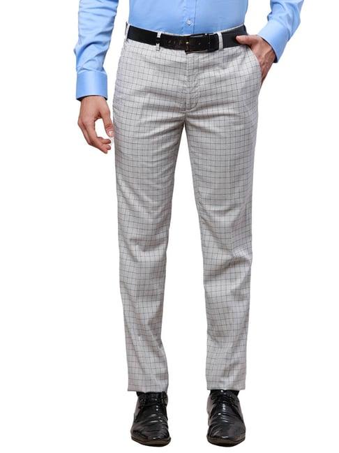 park avenue grey super slim fit checks trousers