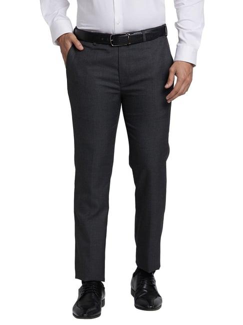 park avenue grey super slim fit checks trousers