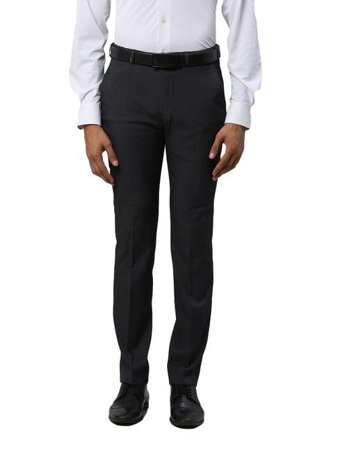 park avenue grey super slim fit texture trousers