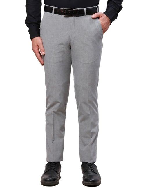 park avenue grey super slim fit texture trousers