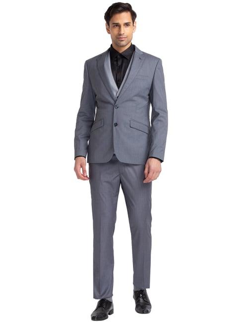 park avenue grey super slim fit three piece suit