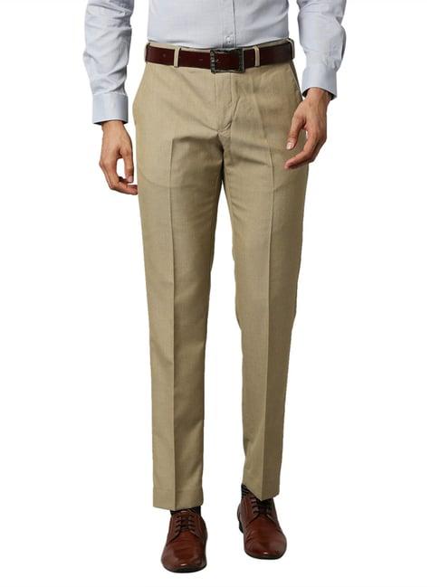 park avenue khaki regular fit flat front trousers