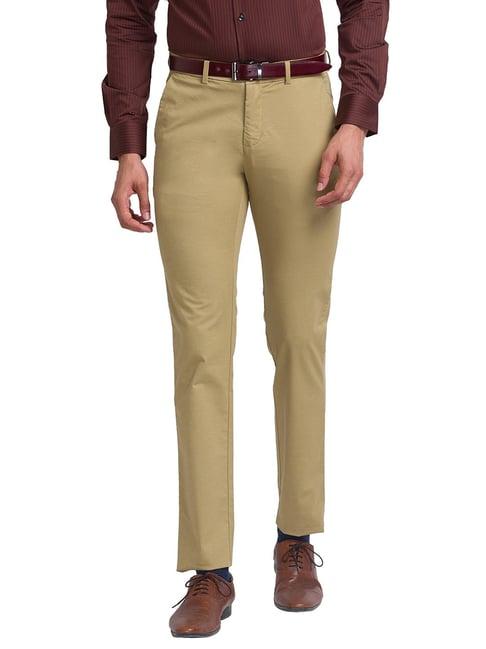 park avenue khaki super slim fit flat front trousers