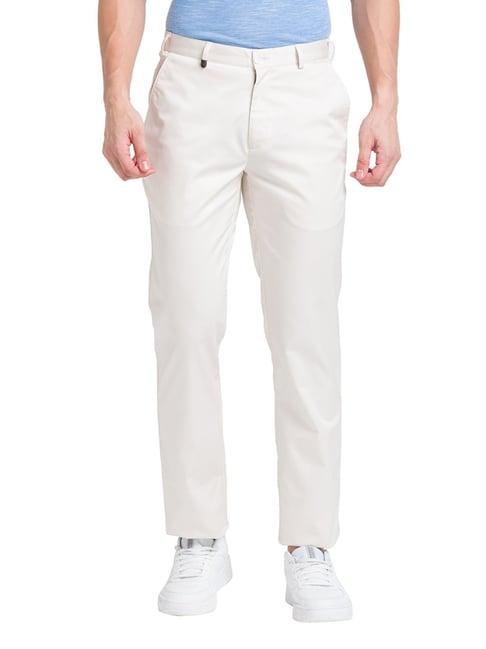 park avenue light fawn cotton super slim fit trousers