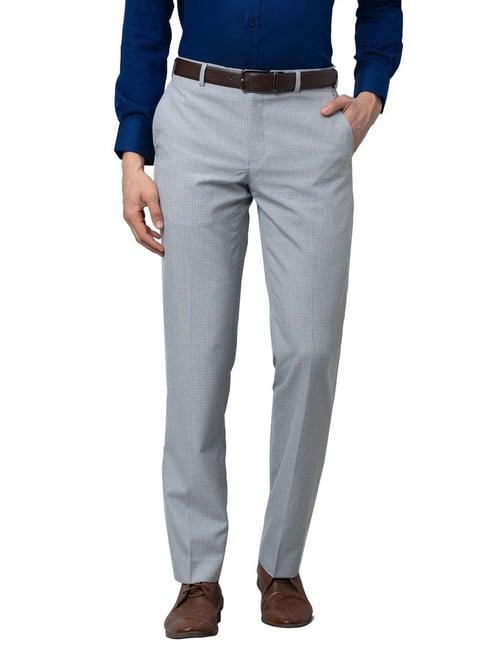 park avenue light grey smart fit texture trousers