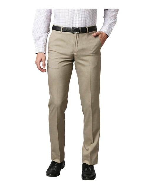 park avenue light khaki regular fit trousers