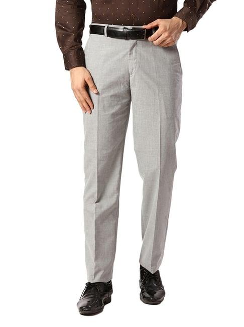 park avenue medium grey regular fit trousers