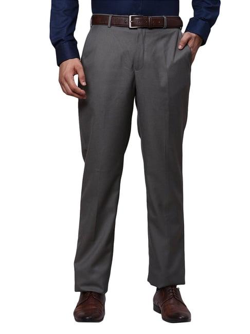 park avenue medium khaki regular fit trousers