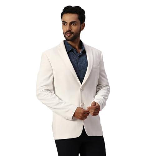 park avenue men's super slim fit structure pattern terylene spandex blend notch lapel long sleeve white formal jacket