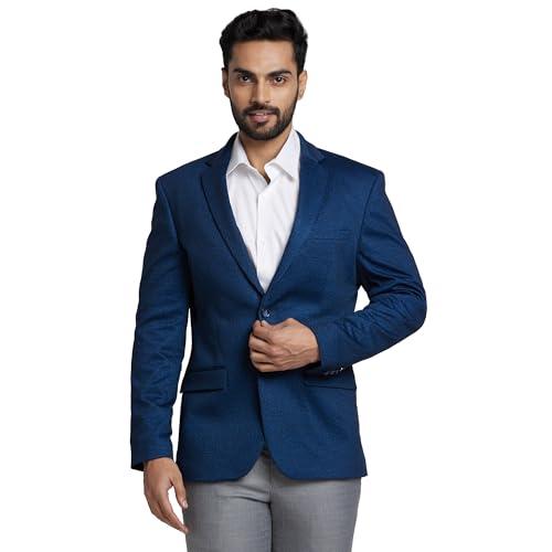 park avenue men's super slim fit terylene spandex blend solid pattern notch lapel full sleeve formal jacket