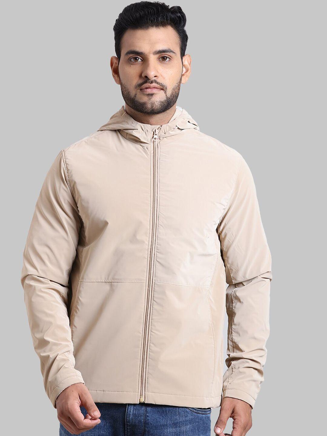 park avenue men beige hooded padded jacket