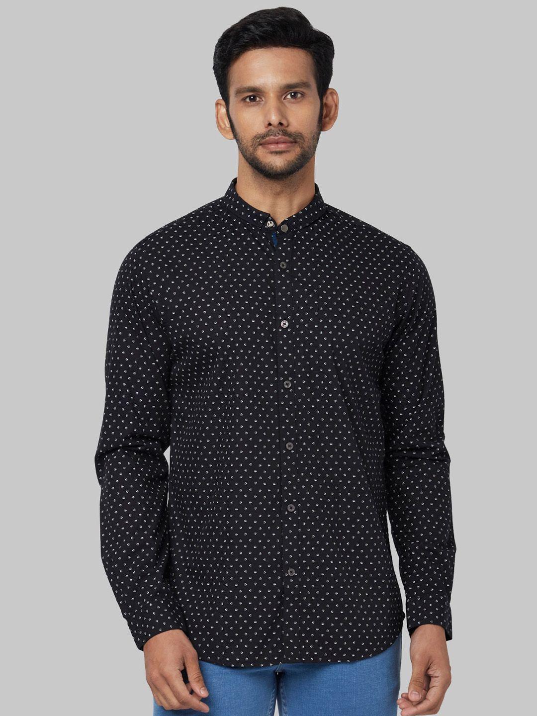 park avenue men black regular fit printed casual shirt