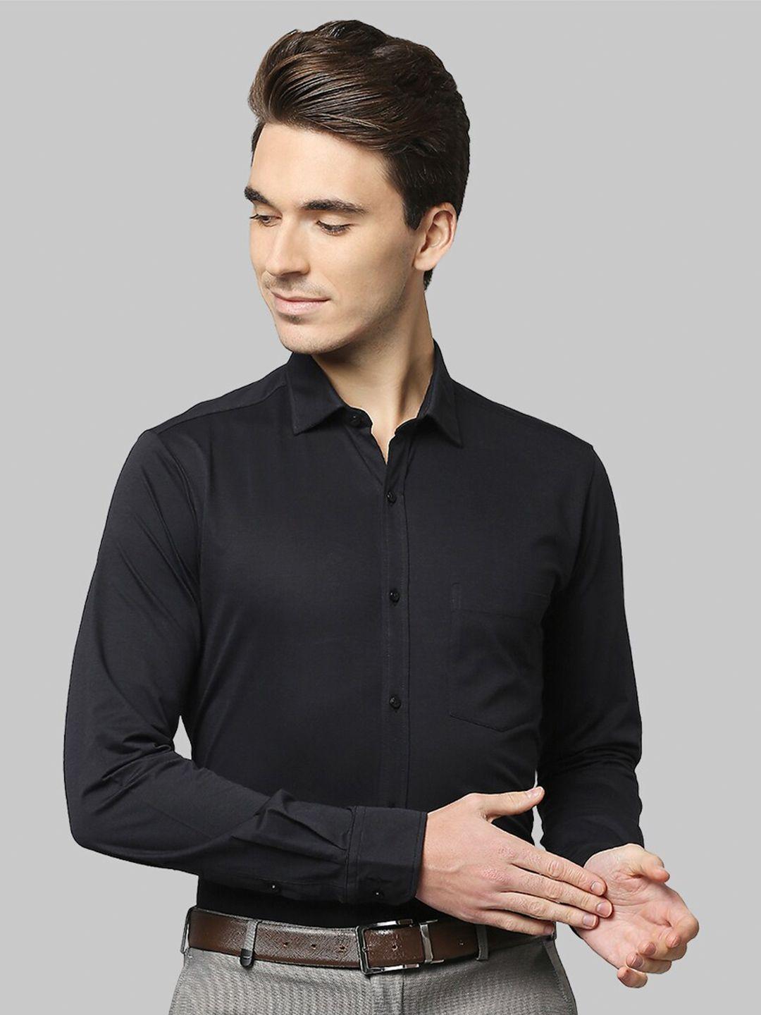 park avenue men black slim fit formal shirt