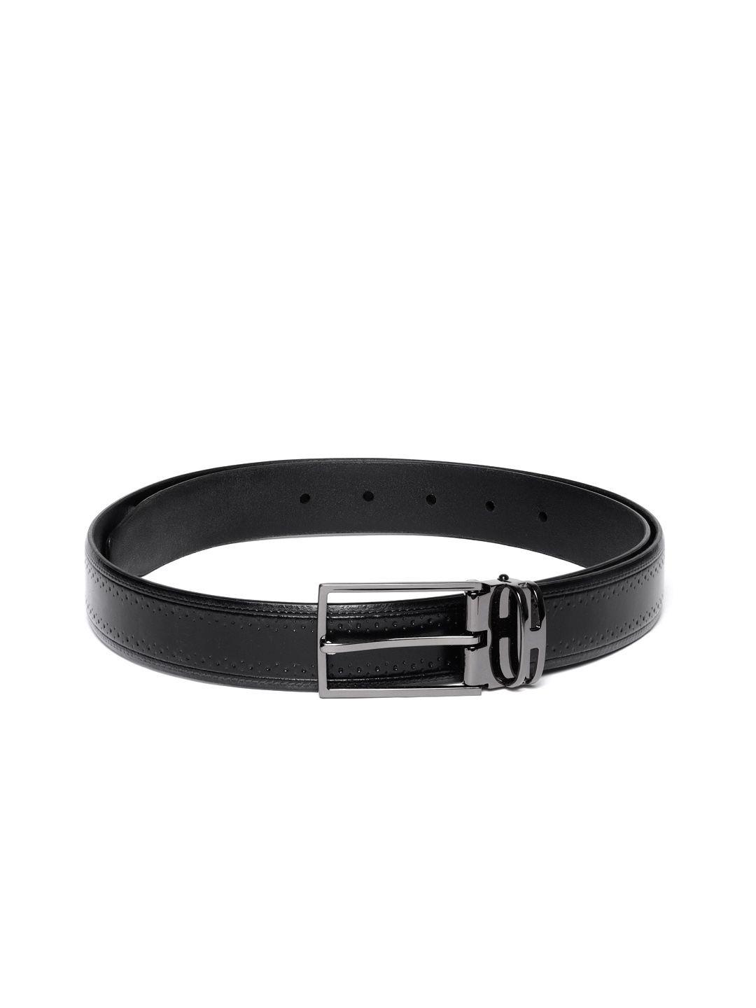 park avenue men black solid leather belt