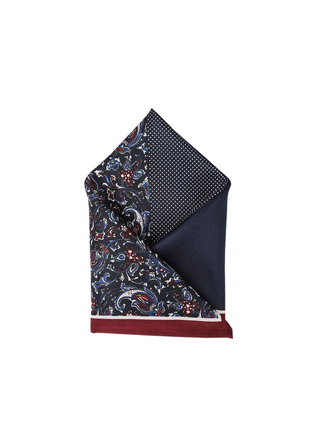 park avenue men blue & white printed silk pocket square