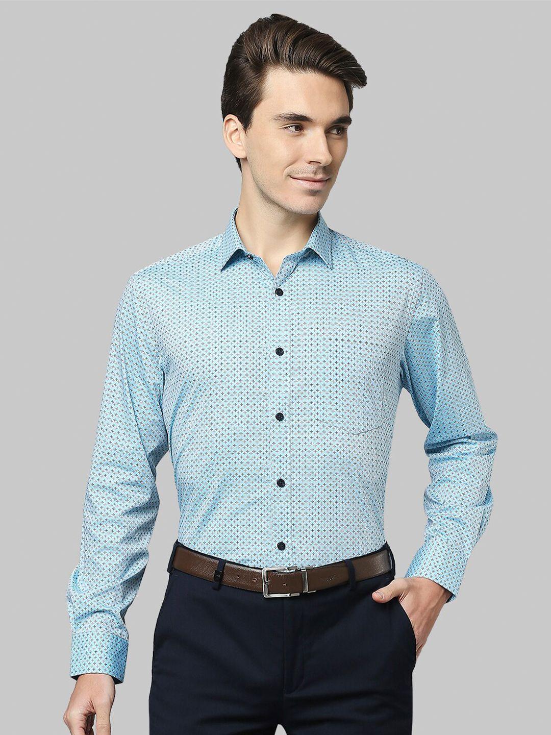 park avenue men blue printed formal shirt