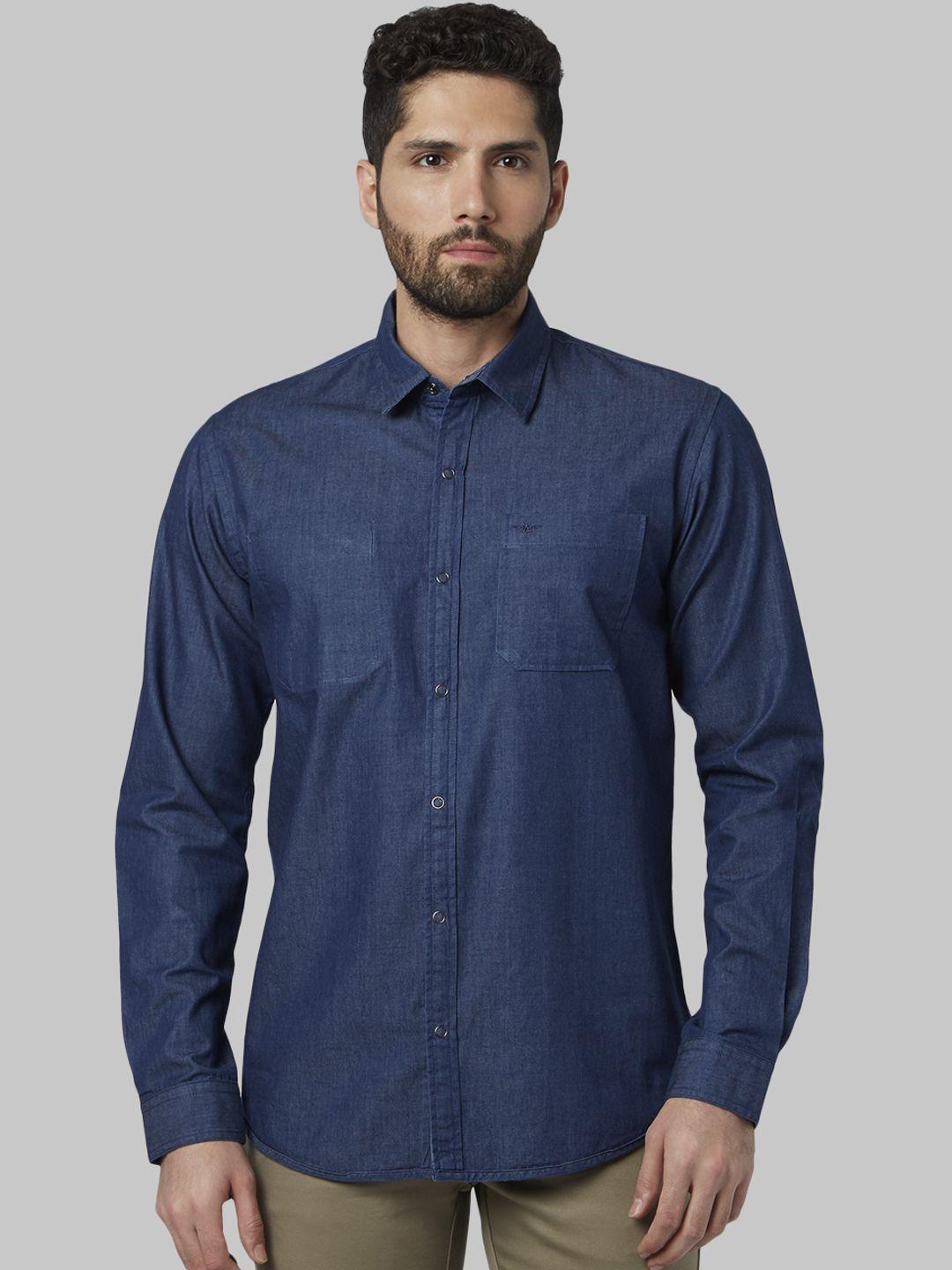 park avenue men blue slim fit solid casual shirt