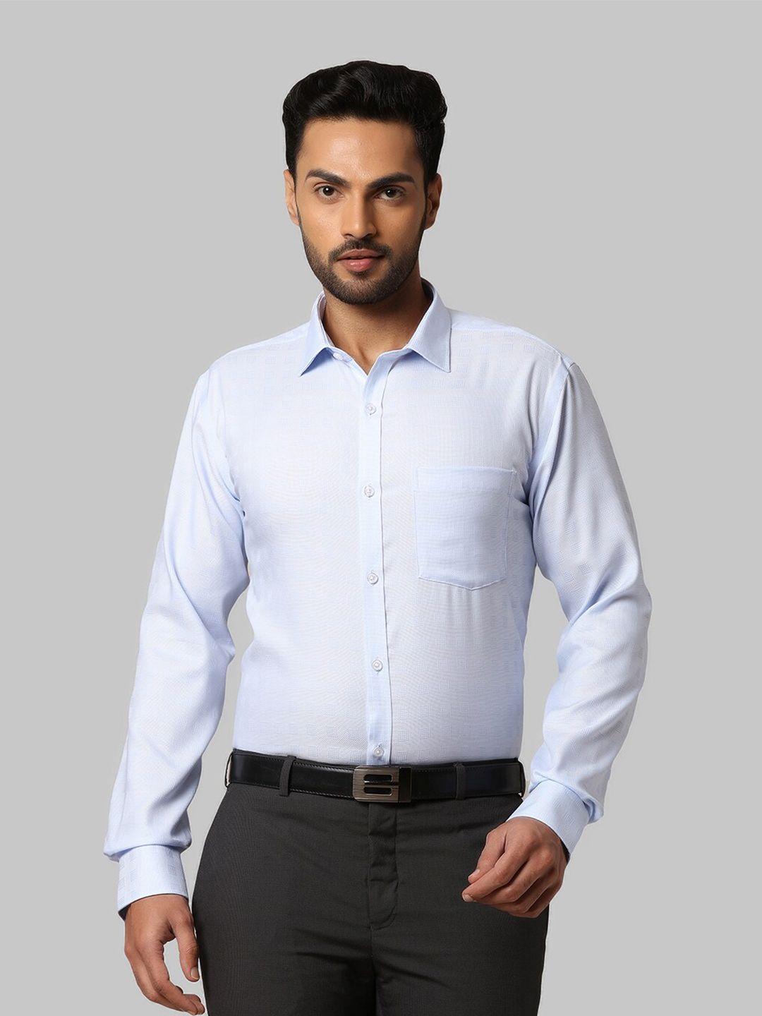 park avenue men blue slim fit striped formal shirt