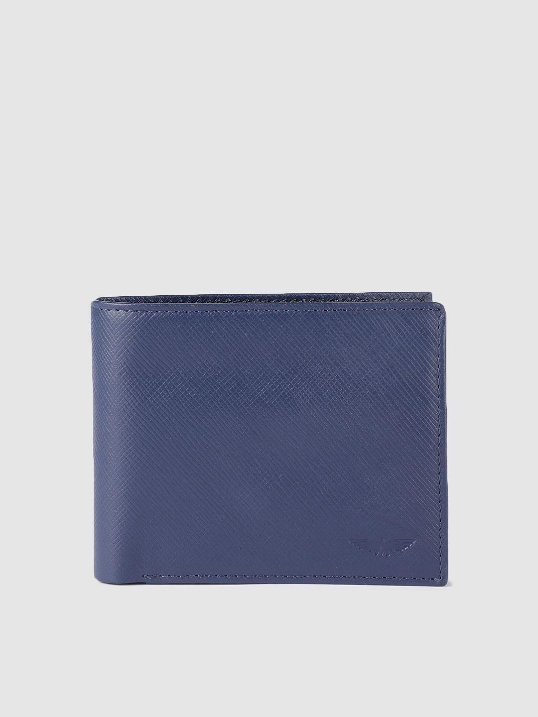 park avenue men blue solid leather two fold wallet