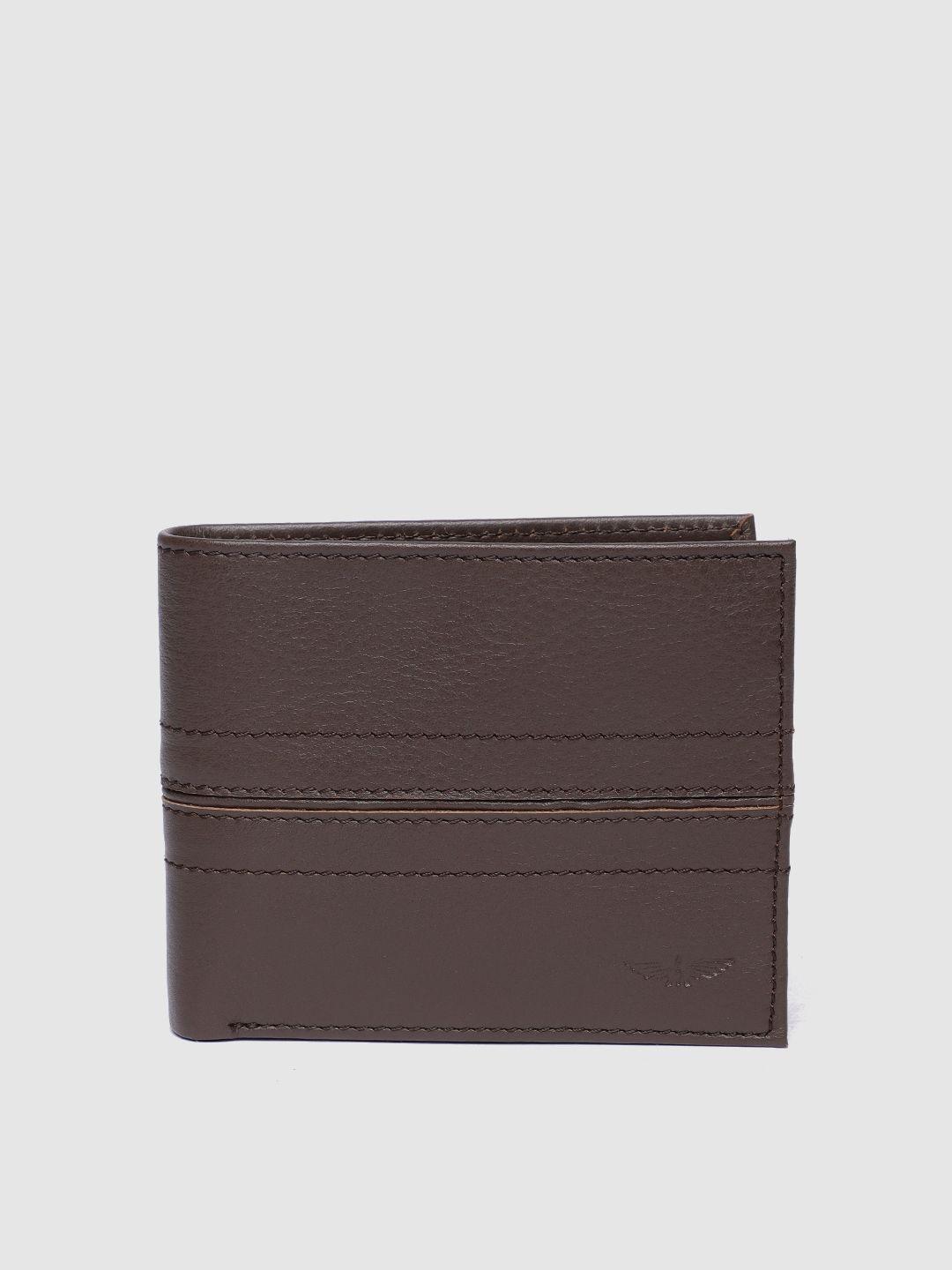 park avenue men brown solid genuine leather two fold wallet