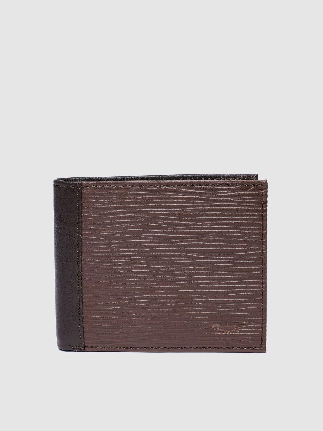 park avenue men brown textured genuine leather two fold wallet