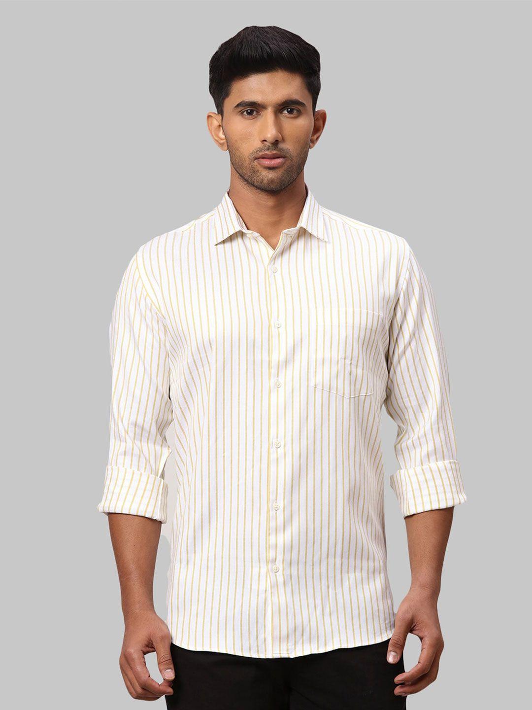 park avenue men cotton slim fit striped casual shirt