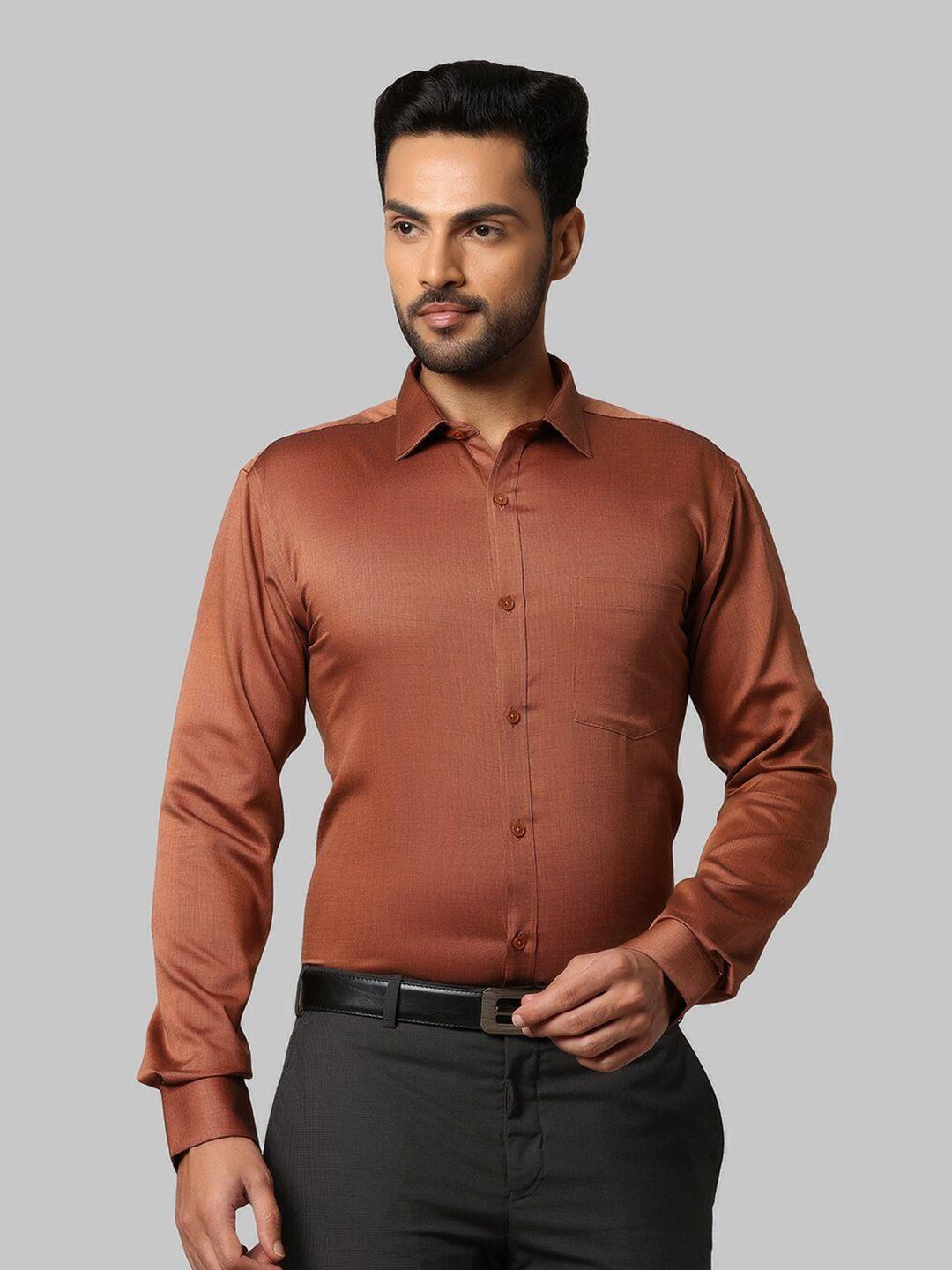 park avenue men orange slim fit formal shirt