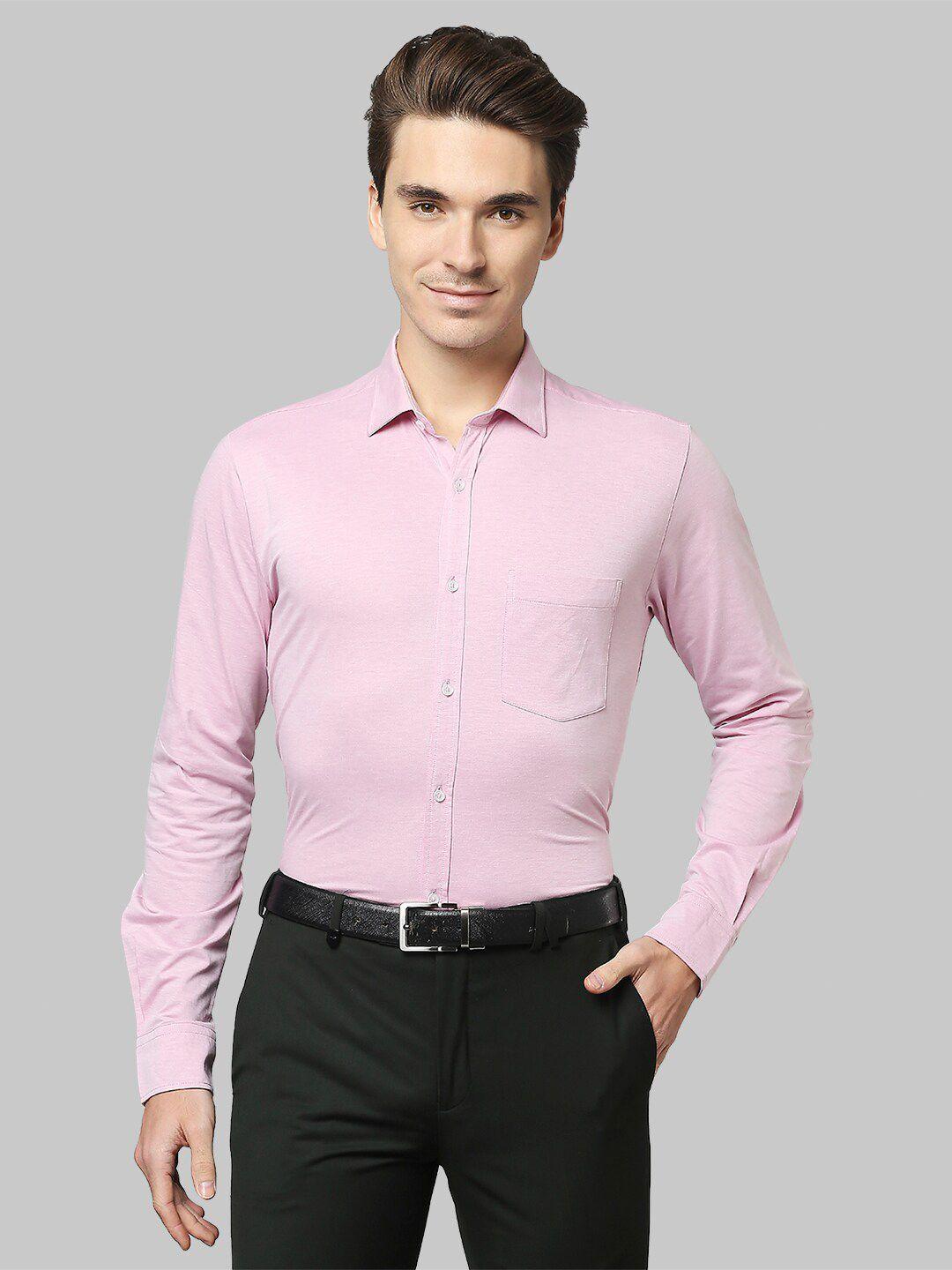 park avenue men pink slim fit formal shirt