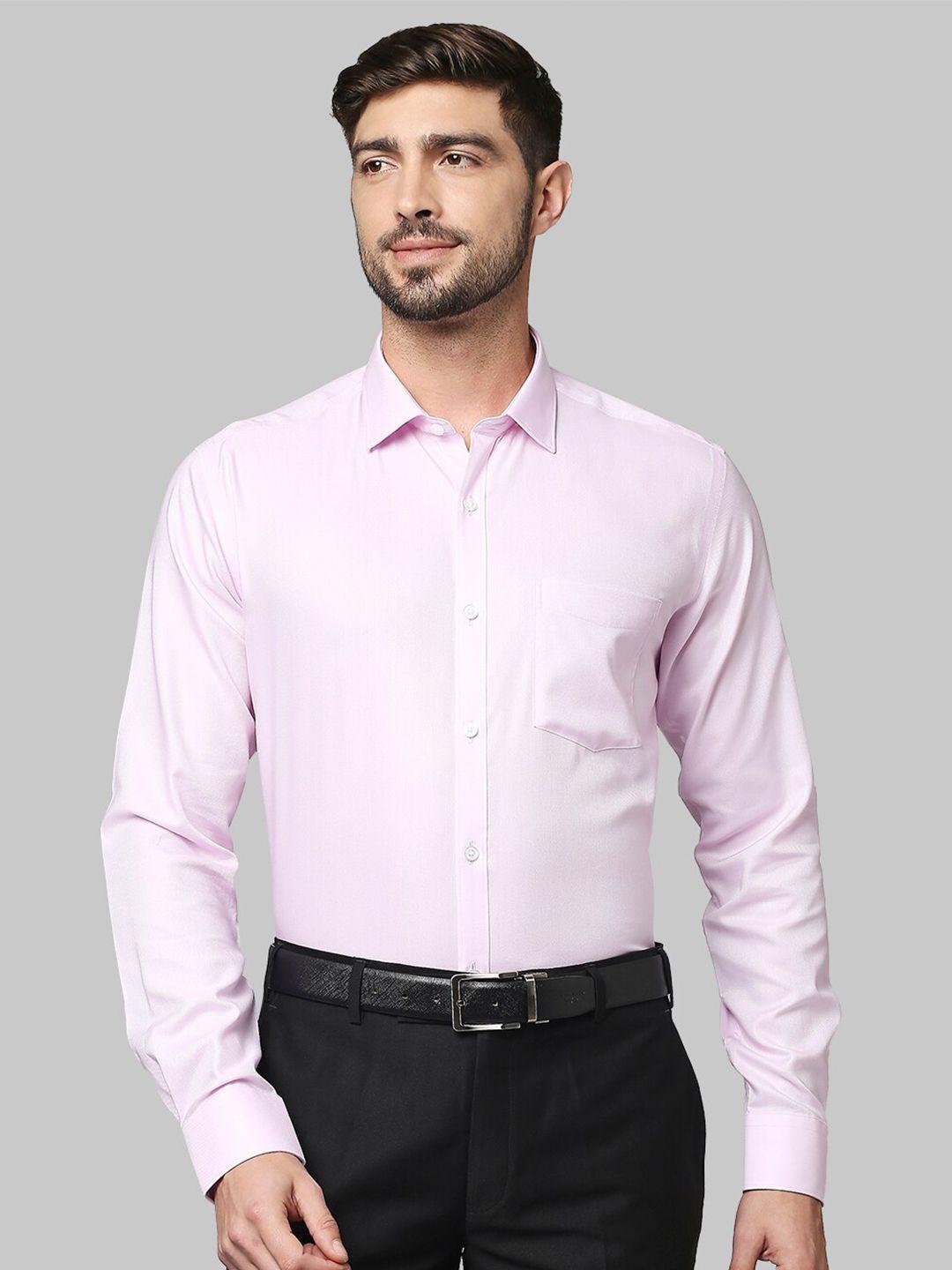 park avenue men pink slim fit formal shirt