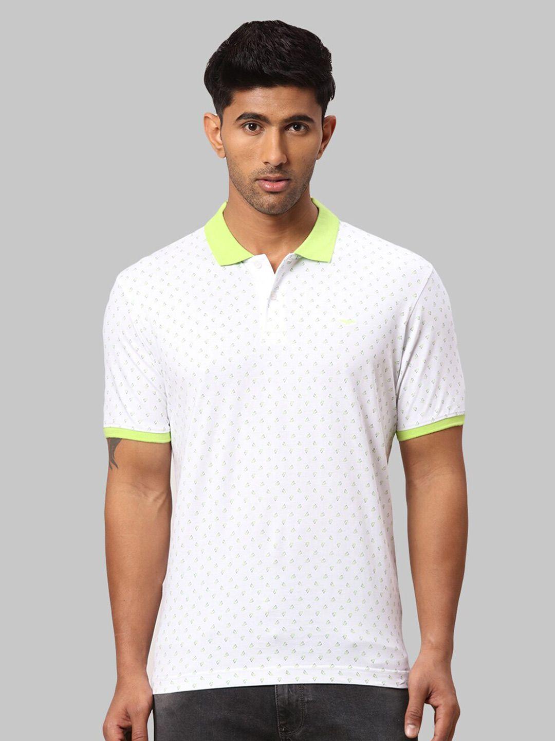 park avenue men printed polo collar slim fit cotton t-shirt