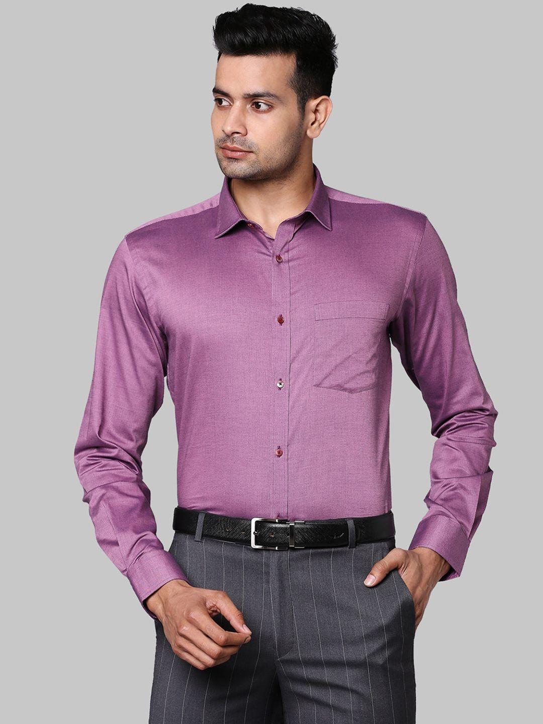 park avenue men purple slim fit formal shirt