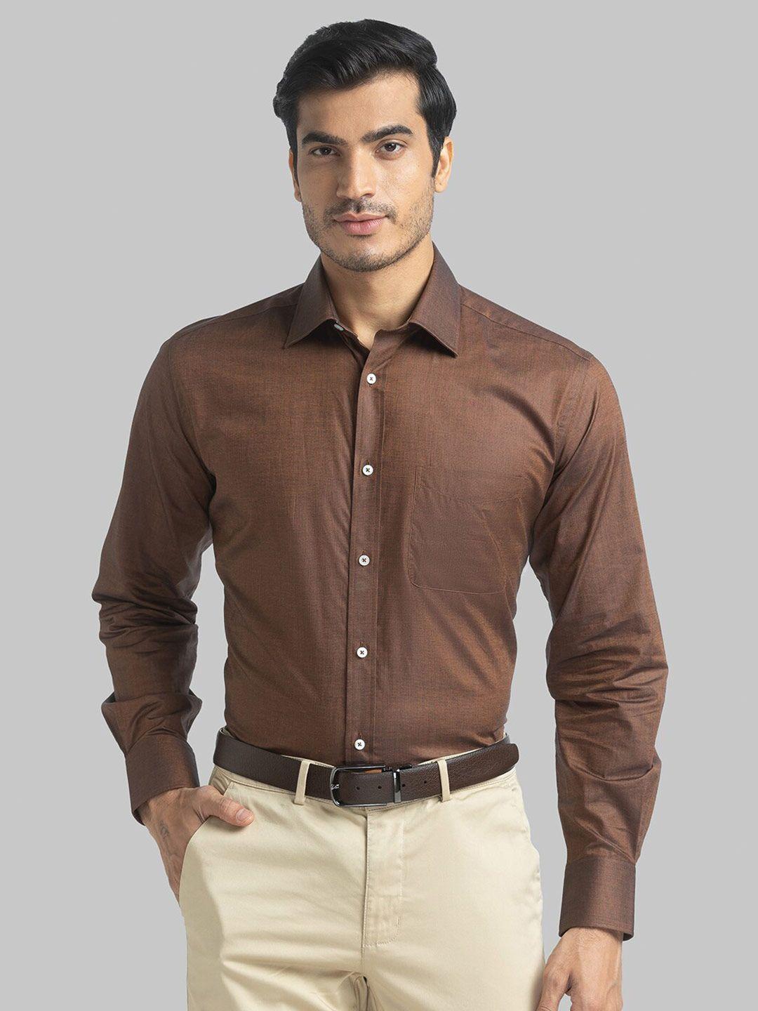 park avenue men regular fit brown formal shirt