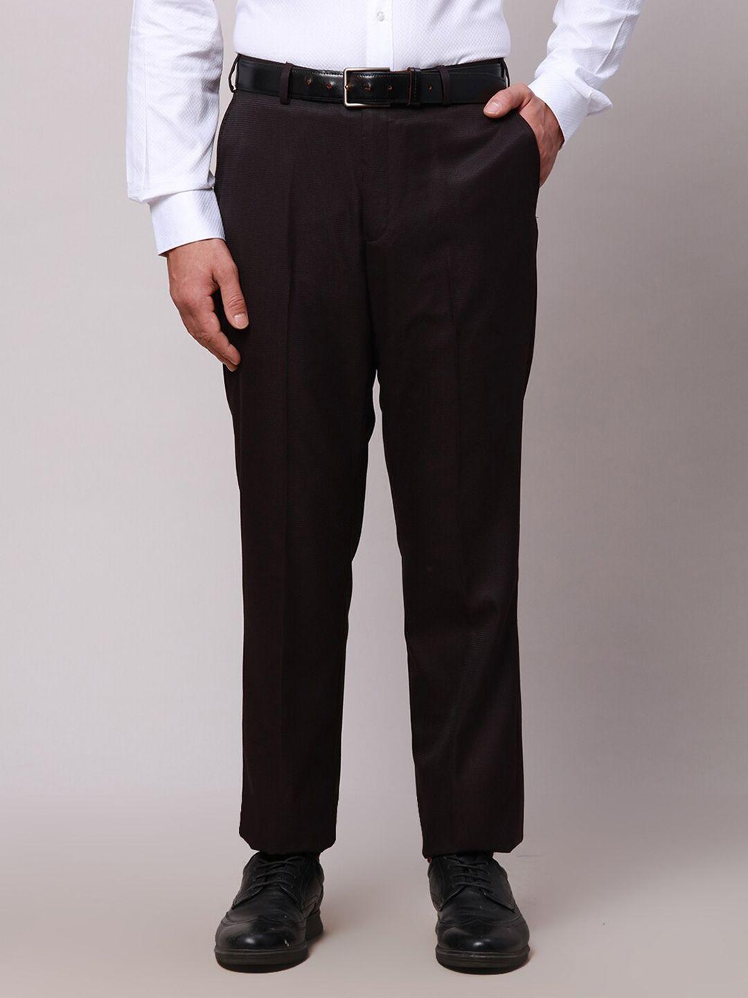 park avenue men self design mid-rise regular fit formal trousers