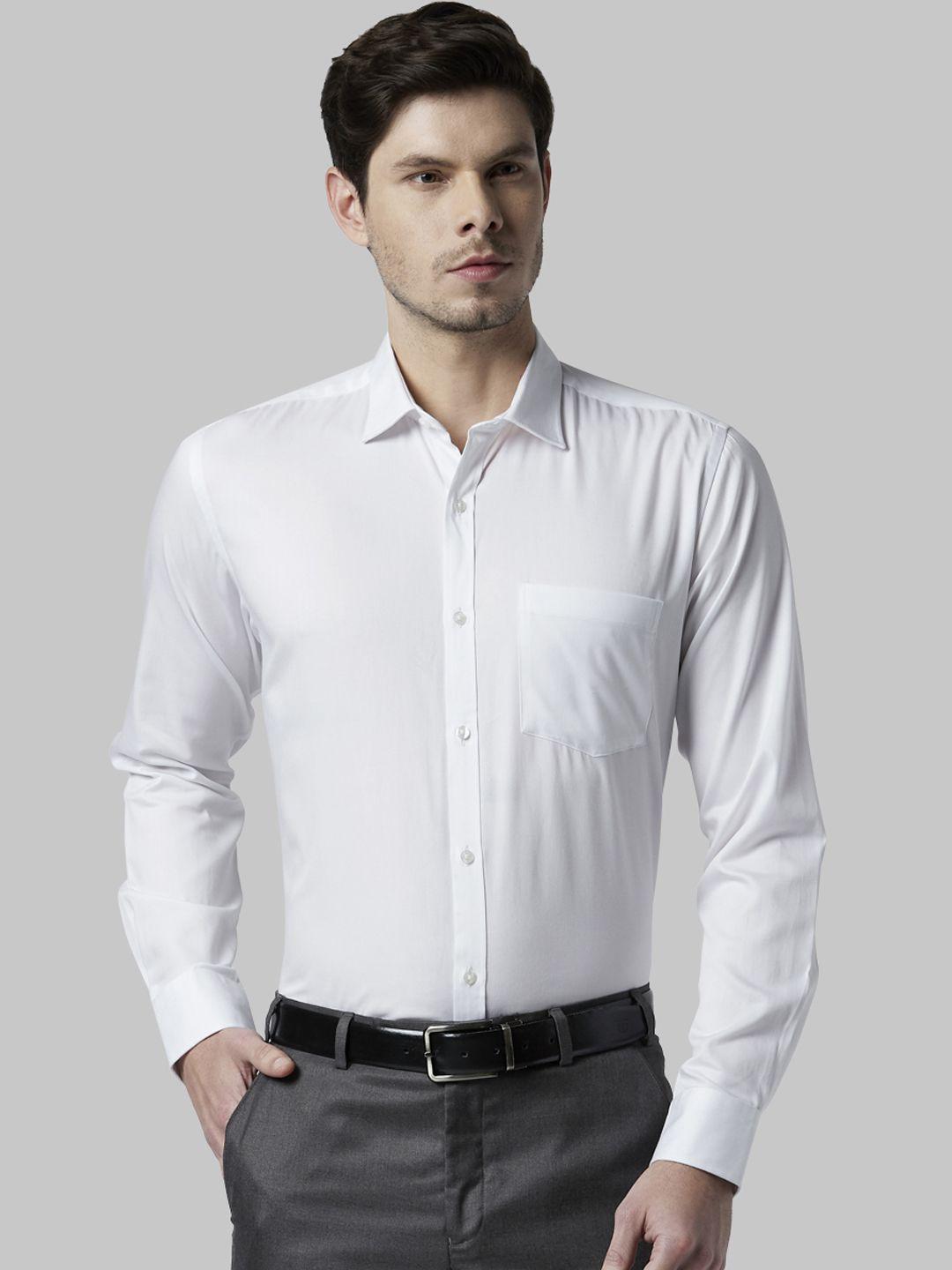 park avenue men white slim fit solid casual shirt