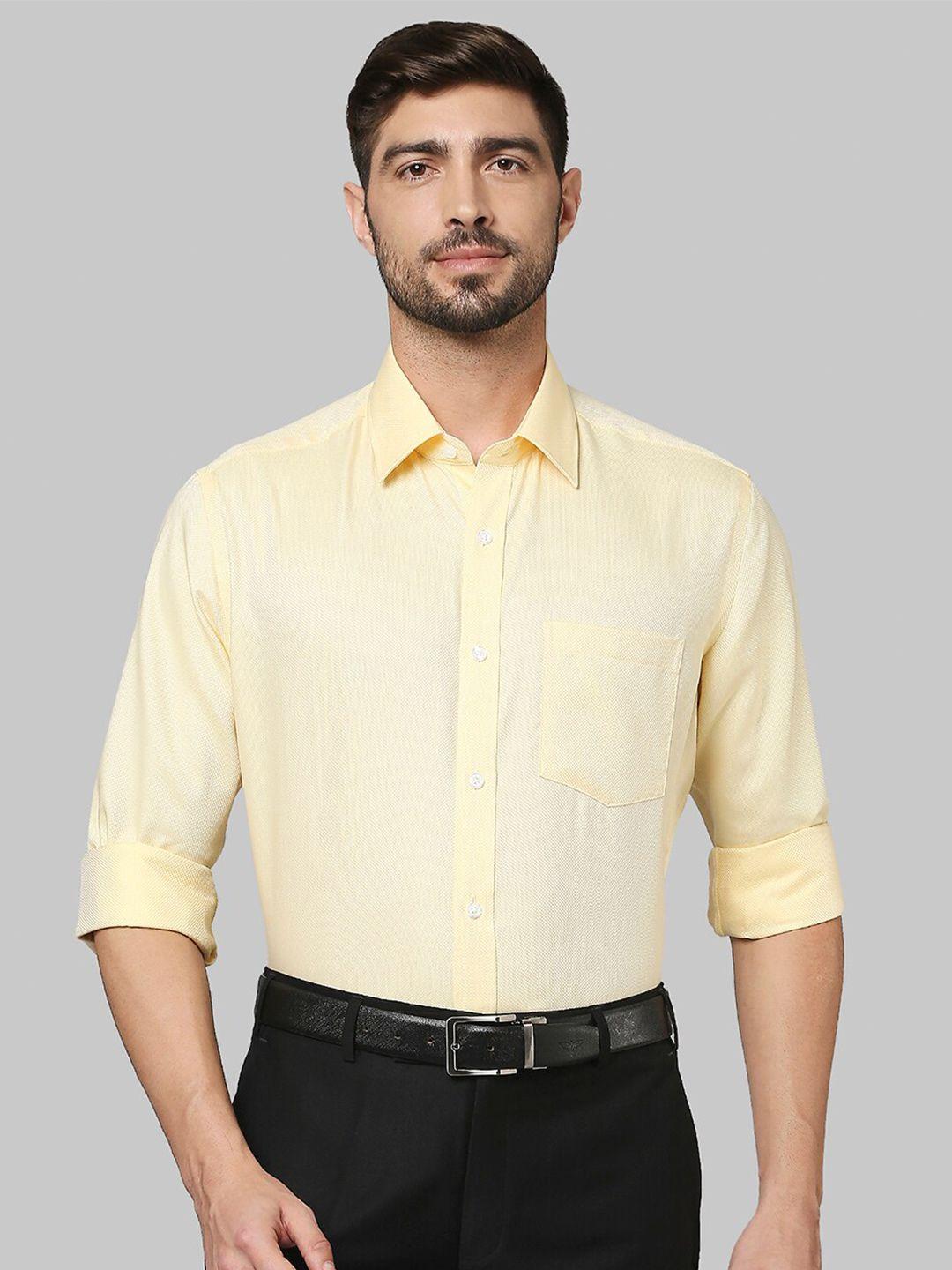 park avenue men yellow regular fit cotton formal shirt
