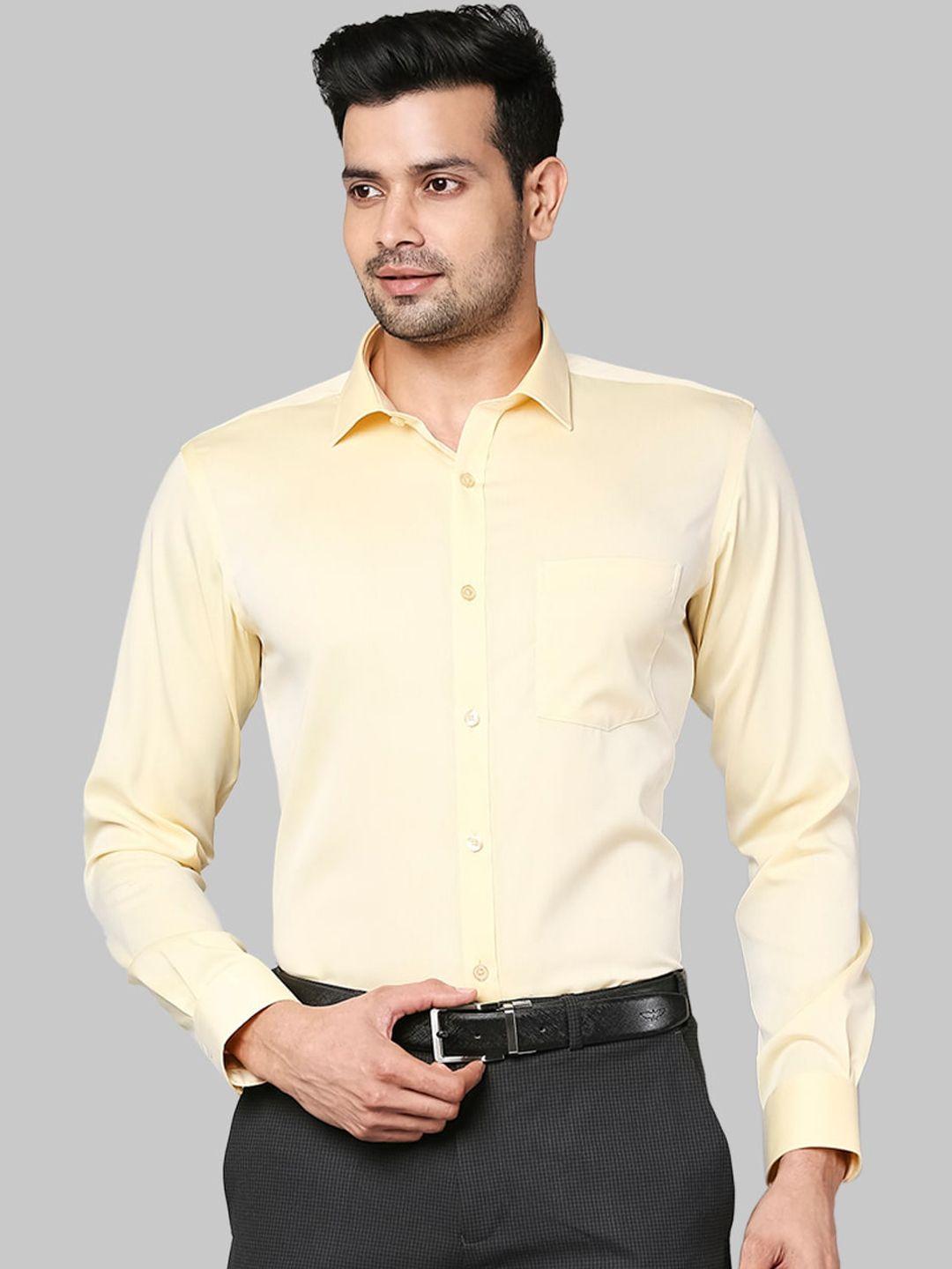 park avenue men yellow slim fit opaque cotton formal shirt