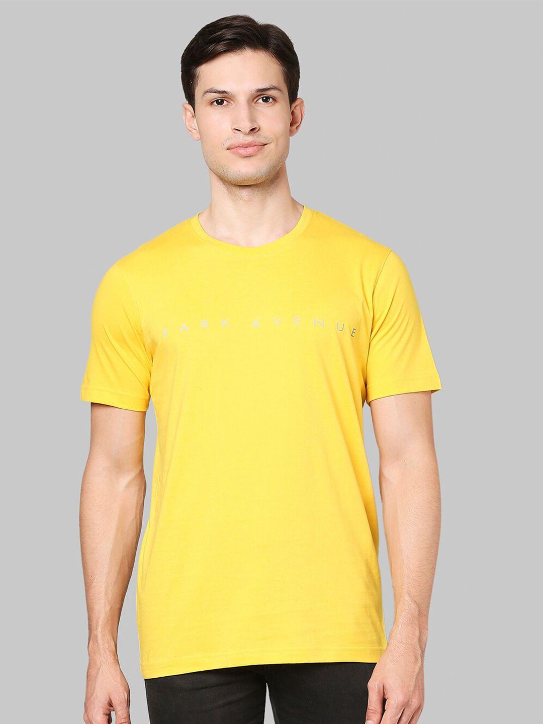 park avenue men yellow slim fit t-shirt
