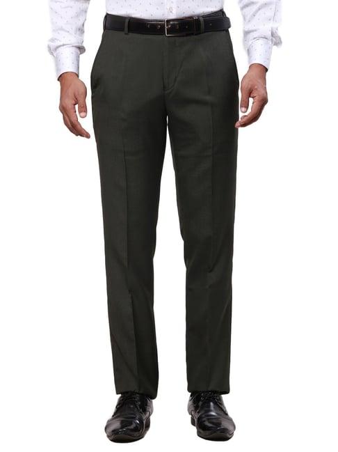 park avenue pine green smart fit texture trousers