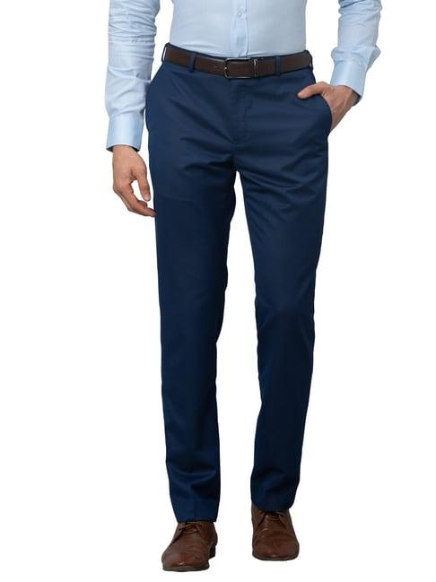 park avenue powder blue smart fit texture trousers