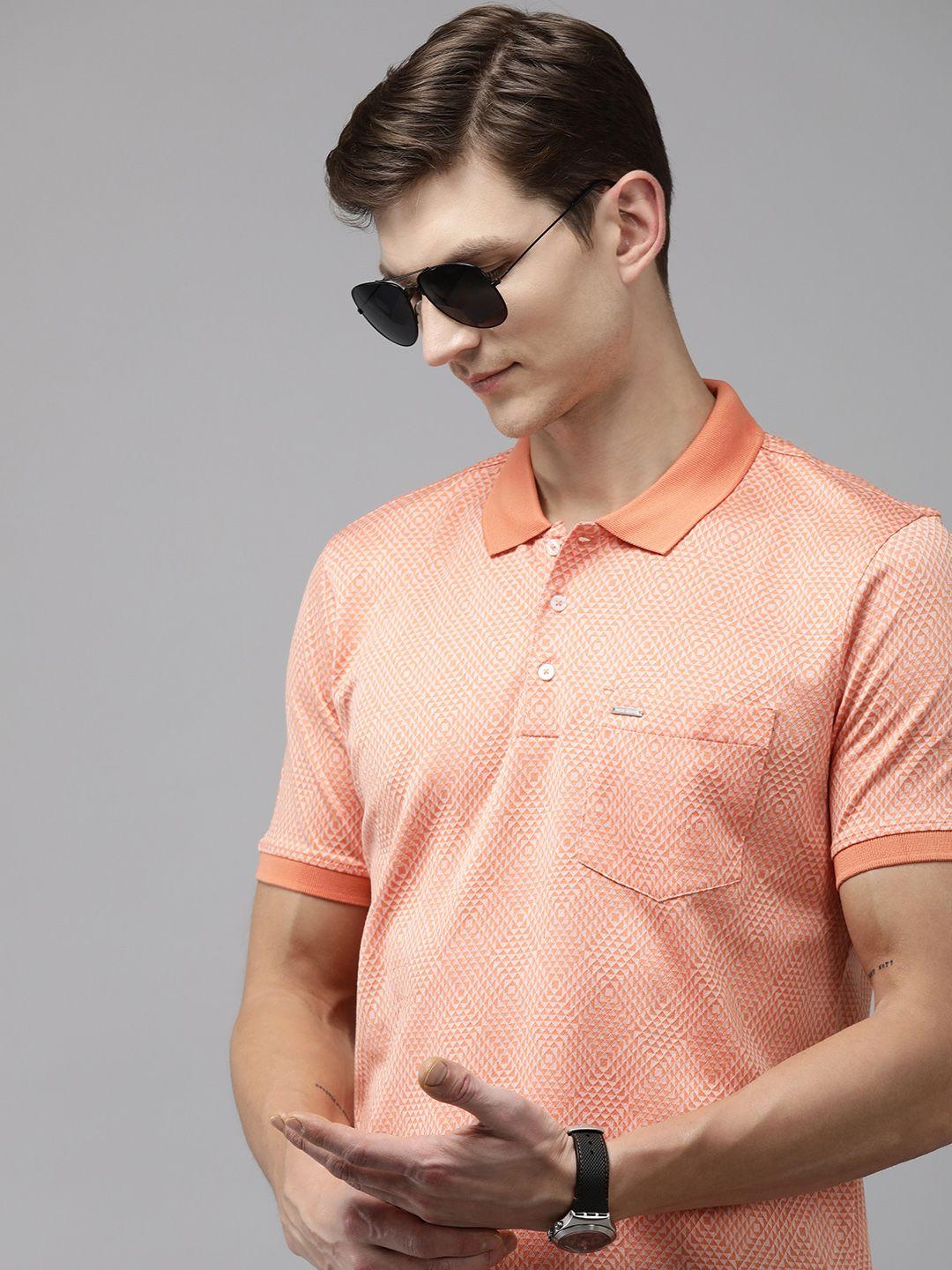 park avenue printed polo collar pure cotton pockets slim fit t-shirt