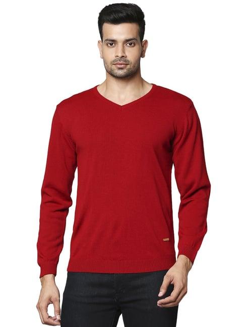 park avenue red  regular fit sweaters