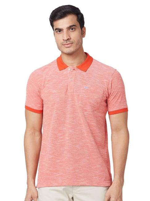 park avenue red classic fit texture polo t-shirts