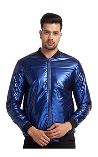 park avenue regular fit blue bomber jackets for men