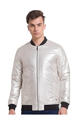 park avenue regular fit white bomber jackets for men