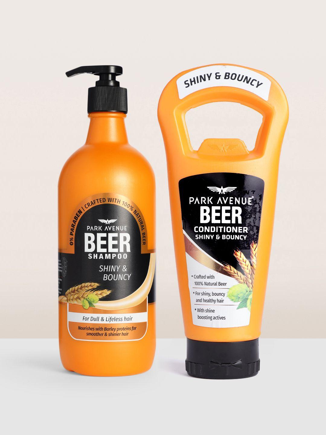 park avenue set of shiny & bouncy hair beer shampoo - 650 ml & conditioner - 200 ml