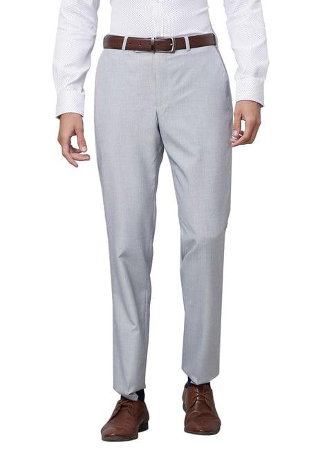 park avenue sky grey smart fit texture trousers