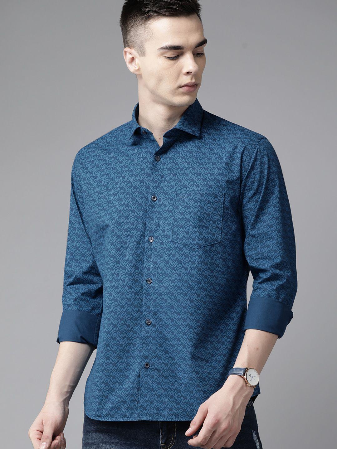 park avenue slim fit printed pure cotton casual shirt