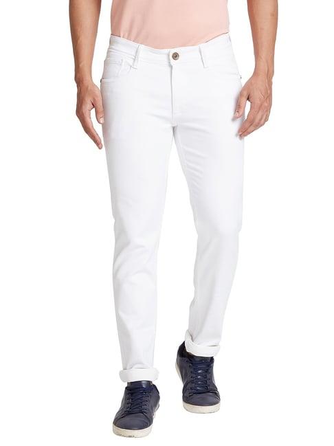 park avenue white tapered fit low rise jeans